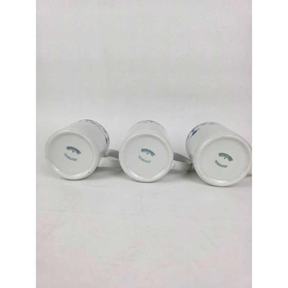Denmark Blue Floral Porcelain Coffee Mugs By Johnson Bros Set Of 3 White & Blue - Picture 6 of 7